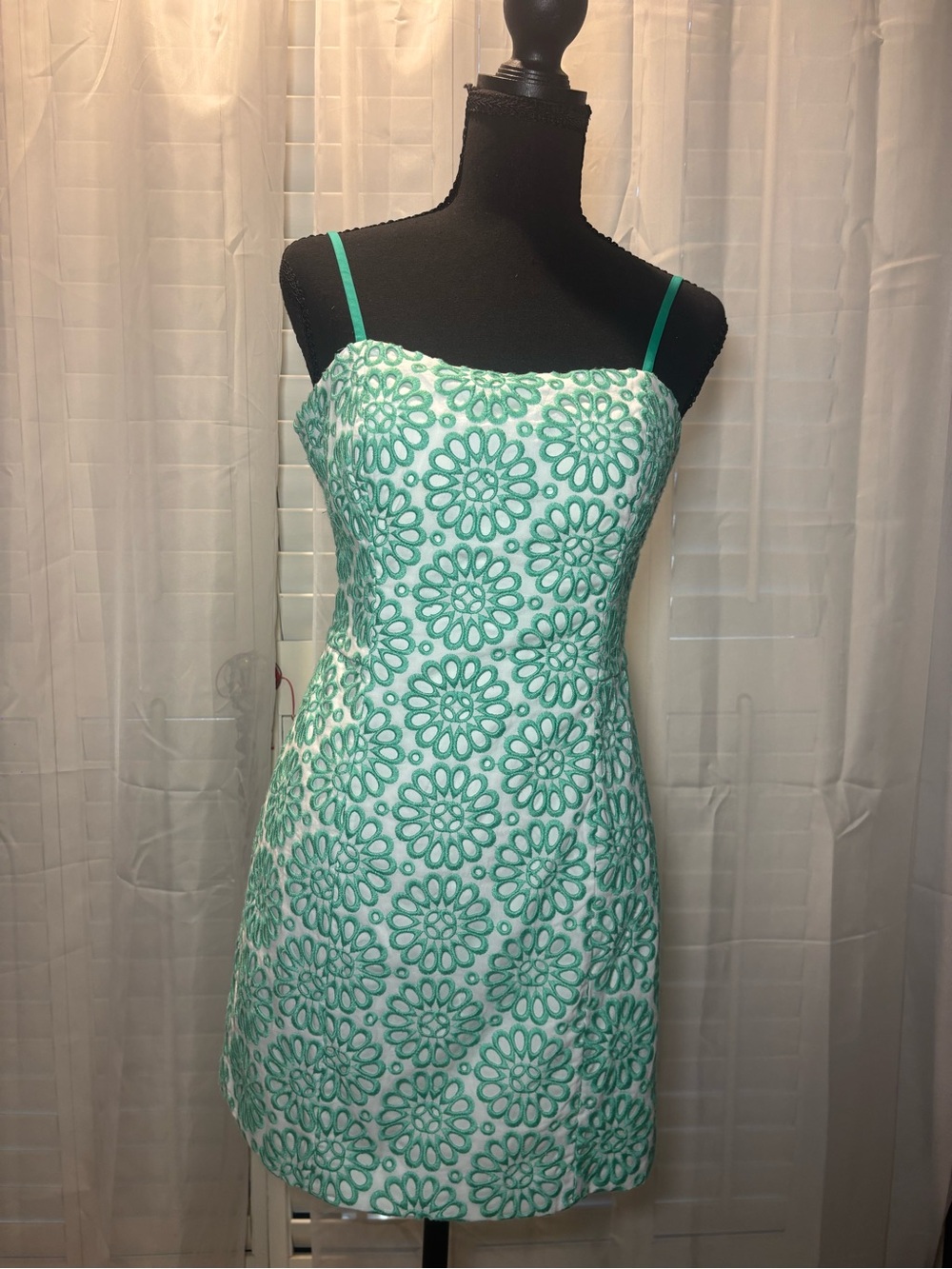 Lilly Pulitzer Turquoise Floral Eyelet Mini Dress